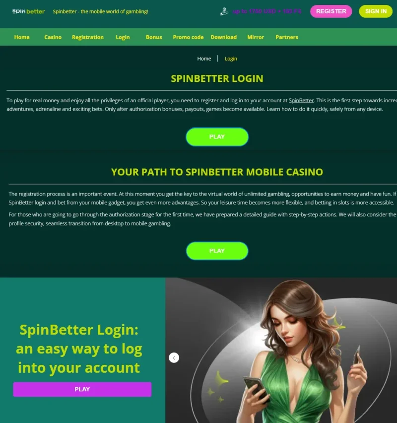 SpinBetter ekran görüntüsü