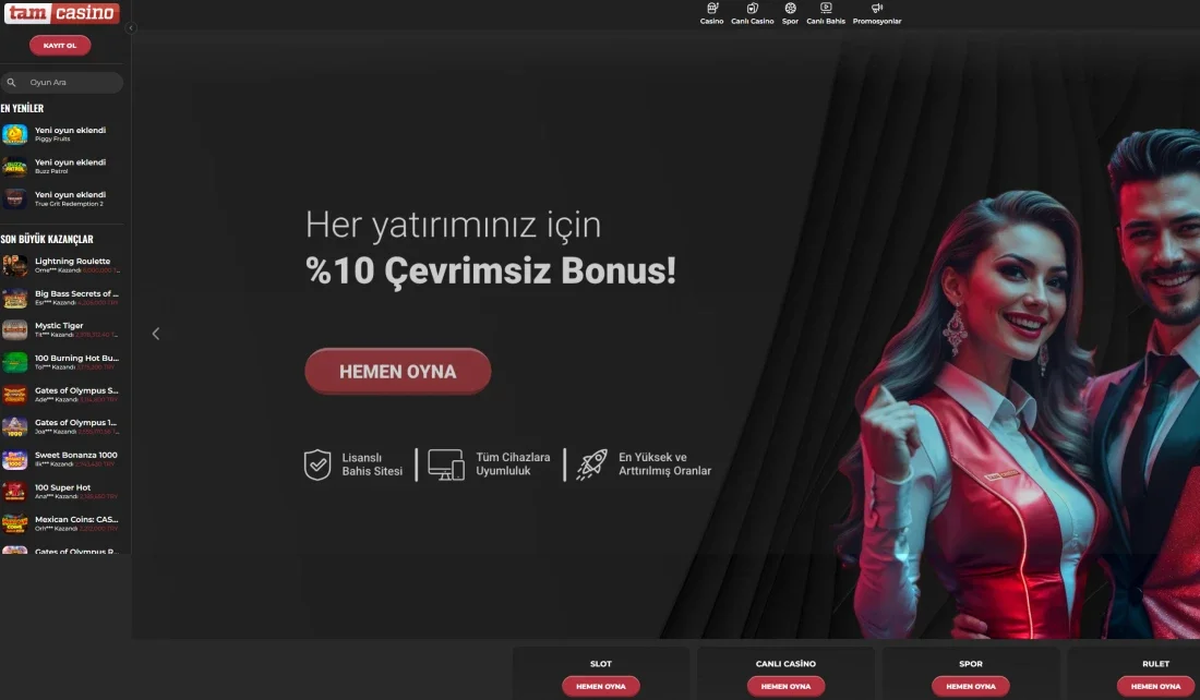 Tam Casino ekran görüntüsü